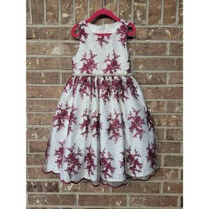 American Princess Sleevelace Lace Overlay Dress, Girls 6X/7